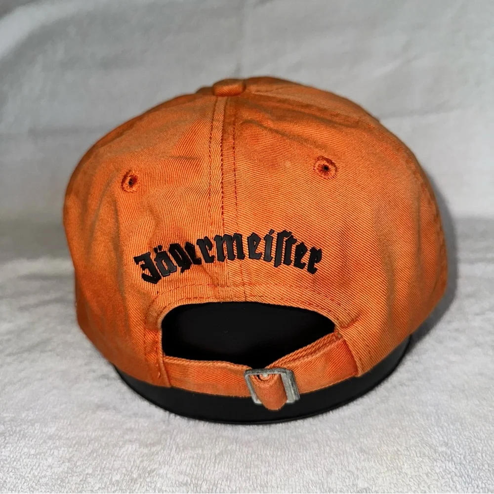 Jagermeister Hat Orange Dad Cap Rubber Patch Stag Logo Adjustable - Picture 4 of 8